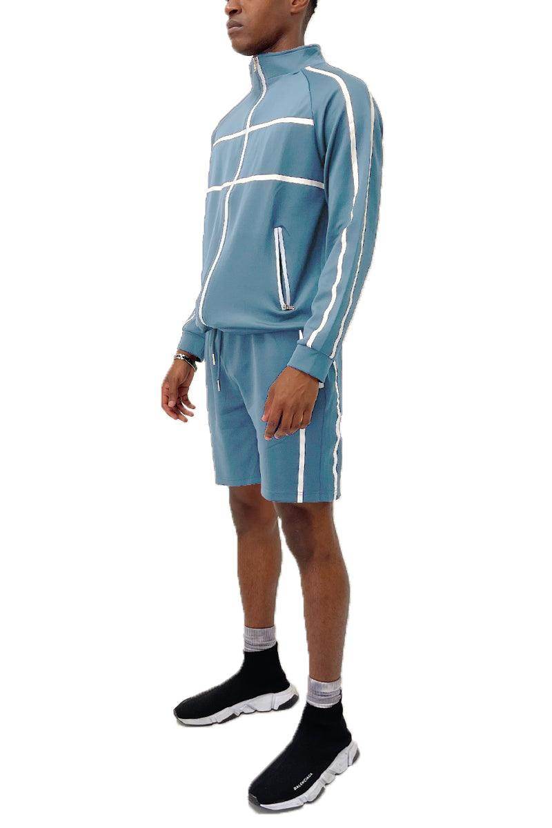 Arctic Blue Jordan Track Jacket Short Set - VacationGrabs
