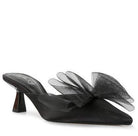 Asma Organza Bow Embellished Satin Mules - VacationGrabs