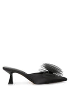 Asma Organza Bow Embellished Satin Mules - VacationGrabs