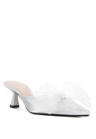 Asma Organza Bow Embellished Satin Mules - VacationGrabs