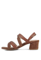 Astrid Mid Heeled Block Leather Sandal - VacationGrabs
