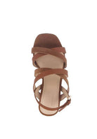 Astrid Mid Heeled Block Leather Sandal - VacationGrabs