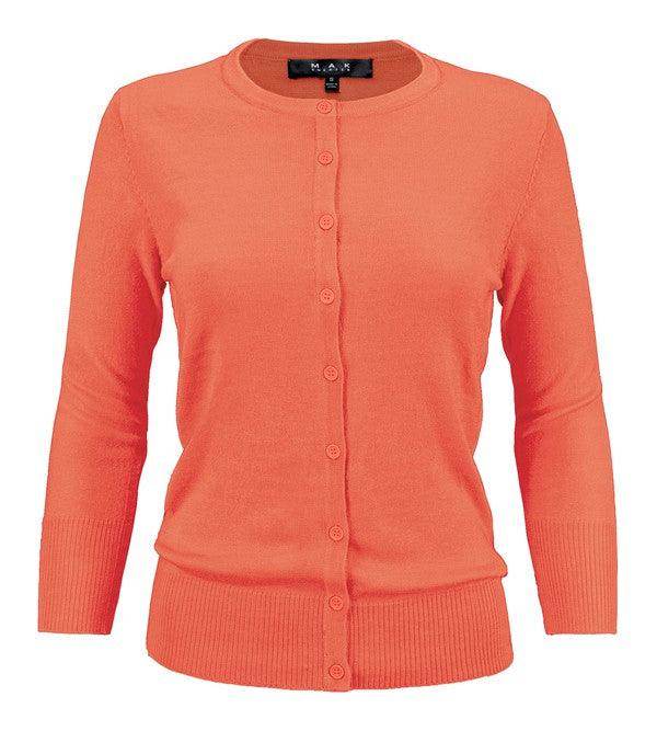 Crewneck Button Down Knit Cardigan Sweater - VacationGrabs