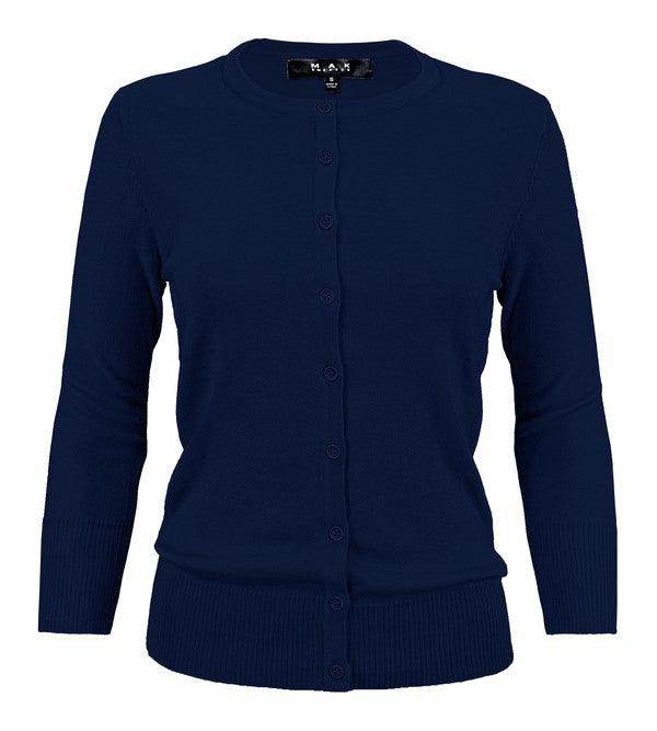 Crewneck Button Down Knit Cardigan Sweater - VacationGrabs