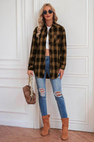 Plaid Button Up Dropped Shoulder Outerwear - VacationGrabs