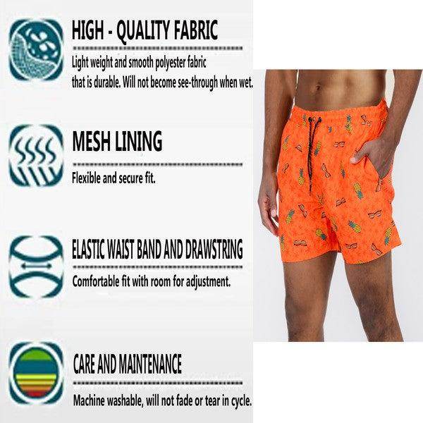 Swimwear - Solid Lined Beach Swim Text Swim Shorts - VacationGrabs