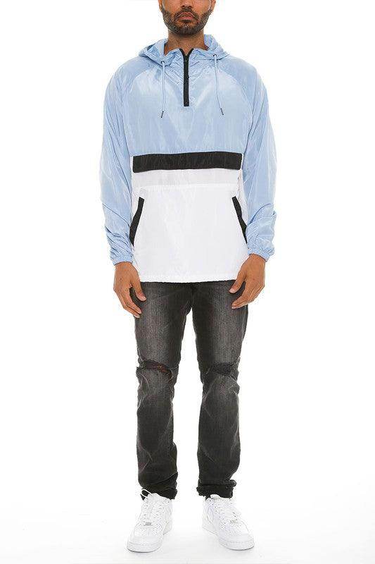 Color Block Anorak Jacket Pullover Windbreaker - VacationGrabs