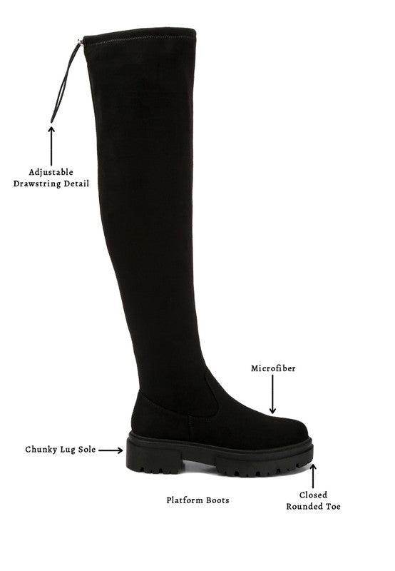 Babette Drawstring Detail Knee High Boots - VacationGrabs