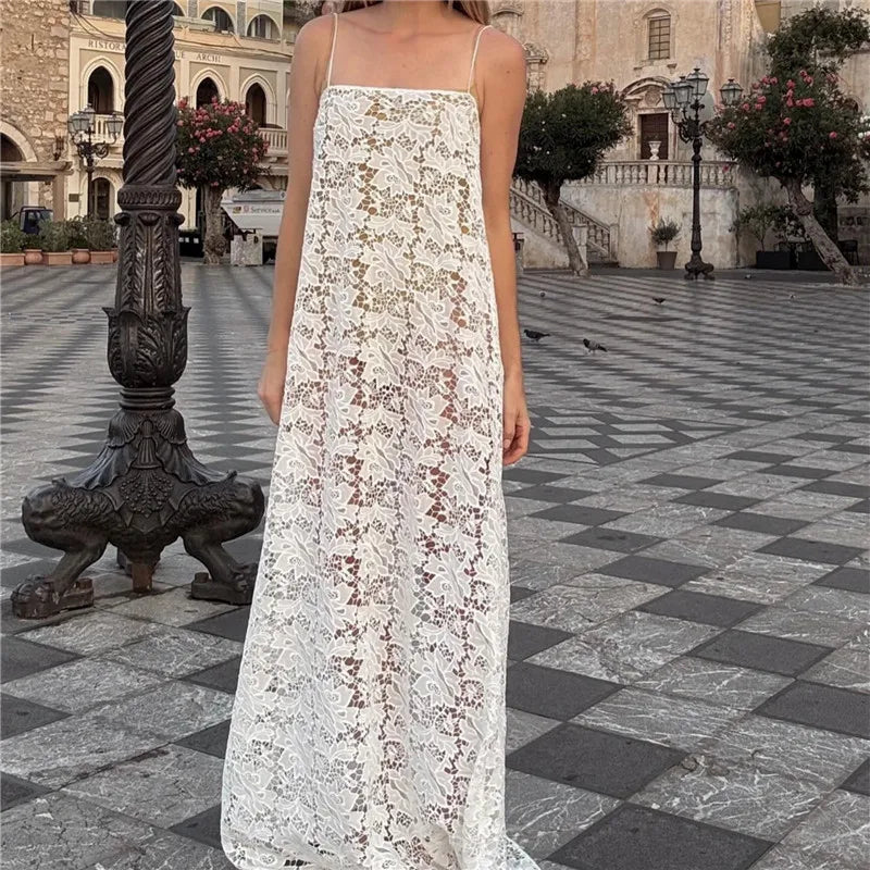 Vacation Dresses for Women – Lace Maxi Cover Up – VacationGrabs