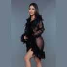 Womens Boa Trim Lux Robe - VacationGrabs