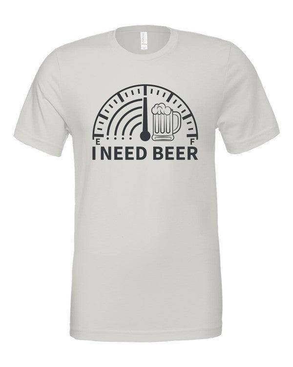 Ocean and 7th I Need Beer Graphic Tee in White with Beer Meter Design