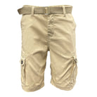 Belted summer shorts for men in khaki with side pockets and a comfortable fit
