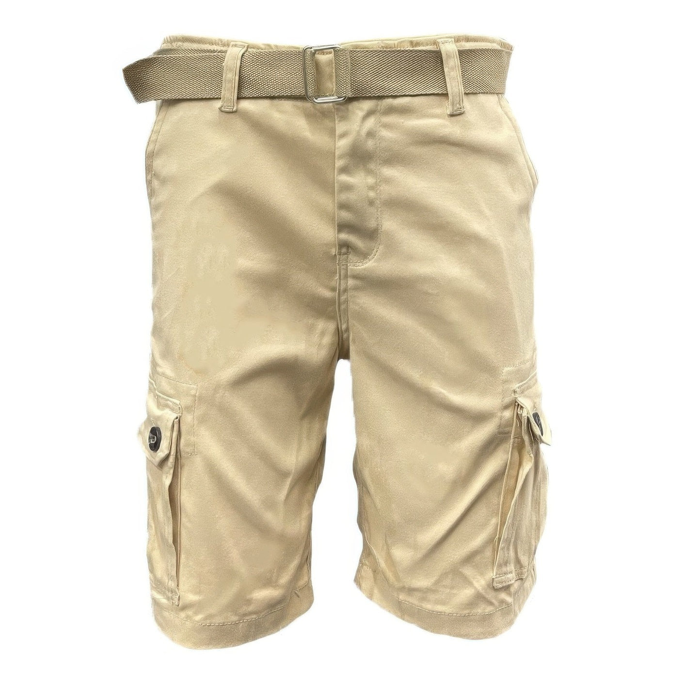Belted summer shorts for men in khaki with side pockets and a comfortable fit