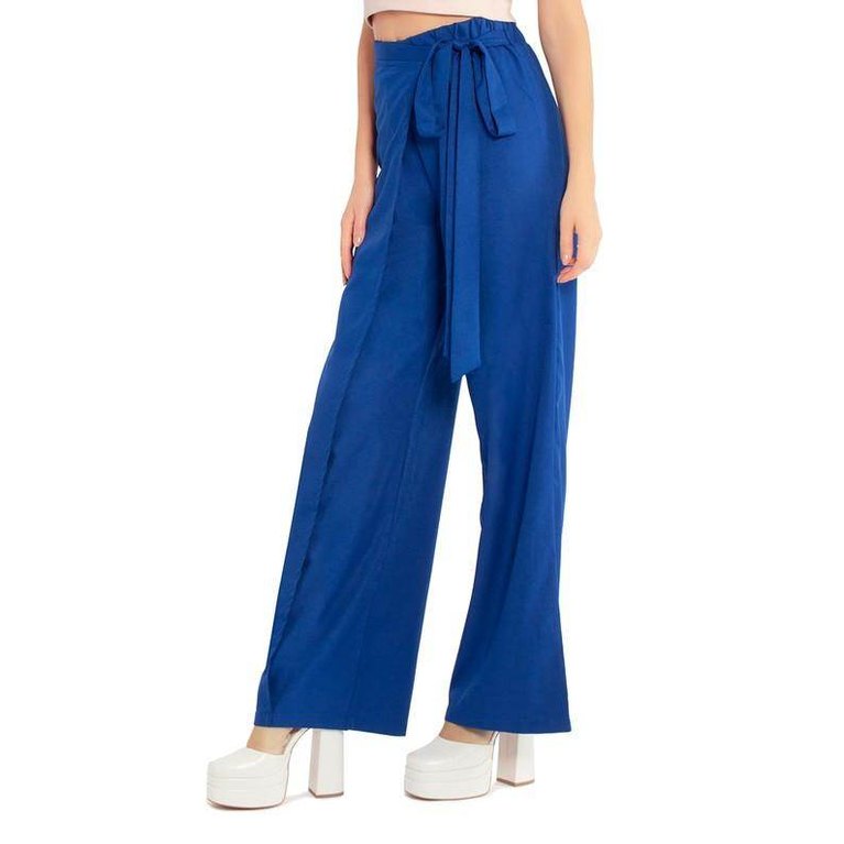 Belted Tie Wide Leg Pants - VacationGrabs