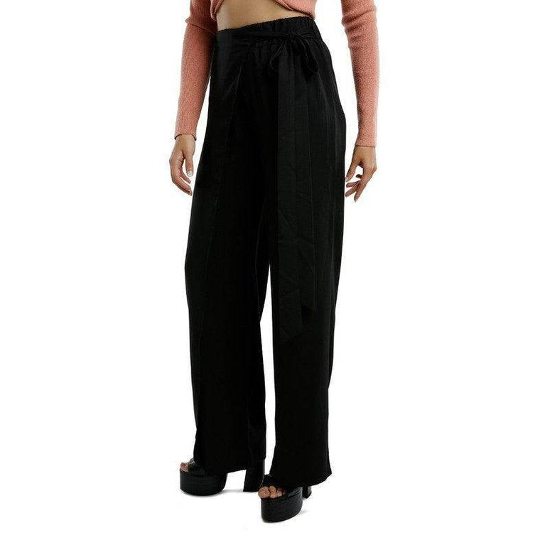 Belted Tie Wide Leg Pants - VacationGrabs