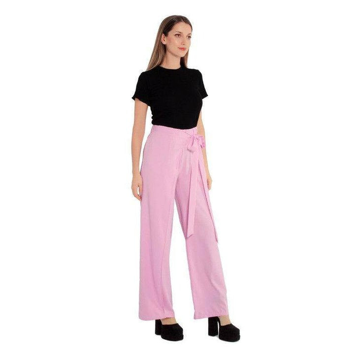 Belted Tie Wide Leg Pants - VacationGrabs