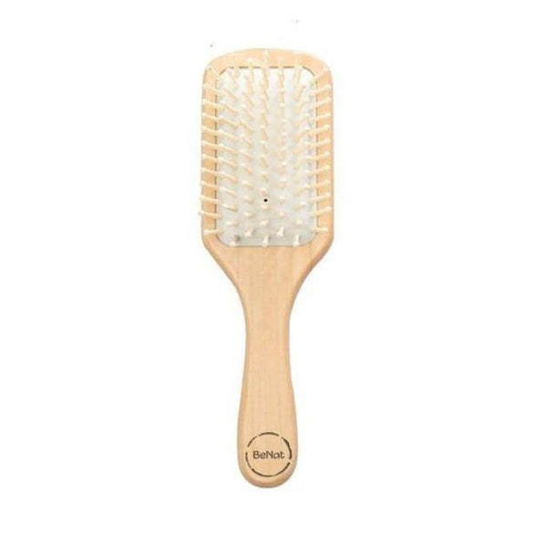 BeNat natural wooden detangling brush designed for gentle hair care and easy styling