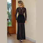 Semi-Sheer Slit Round Neck Dress - VacationGrabs