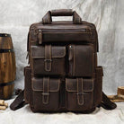 Big outdoor leather backpack with multiple pockets and sturdy handles for travel and adventure