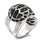 Black and white CZ statement ring featuring a turtle design with sparkling gemstones