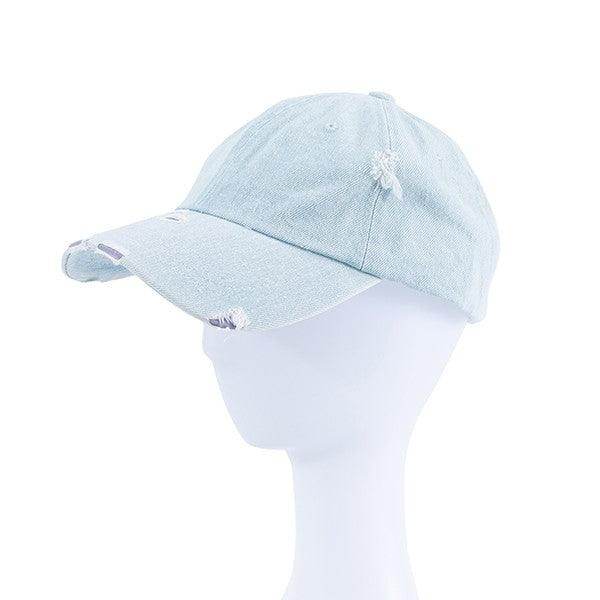 Bella Chic Black Blue Casual Hat with Distressed Details for Everyday Style