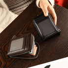 Luxury black brown leather wallet with multiple card slots and a clear ID window