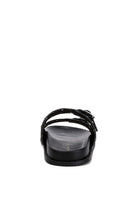 Stylish black buckle sandals with dual straps for comfortable summer wear