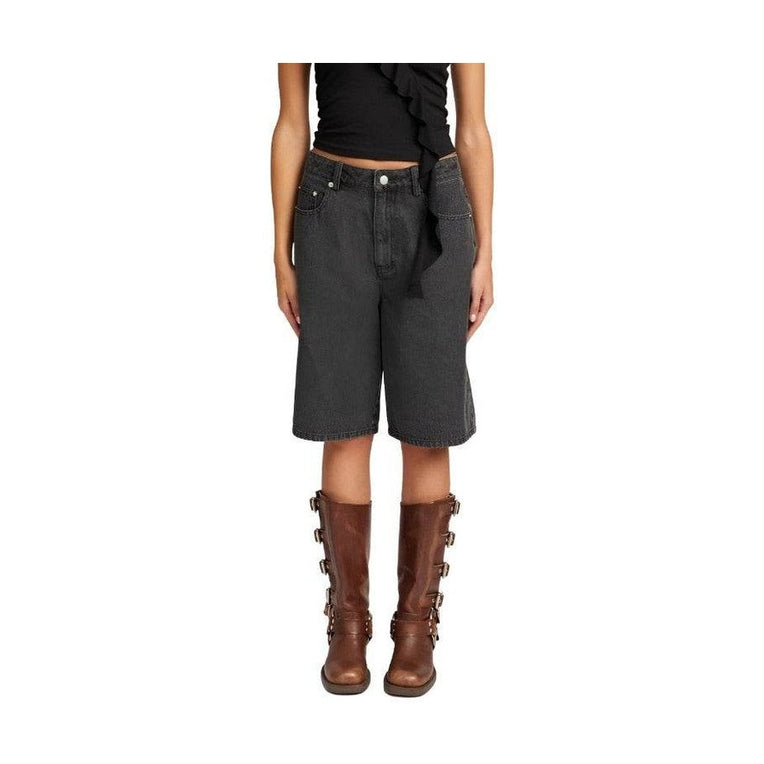 Black Denim Bermuda Culottes Shorts With Pockets - VacationGrabs
