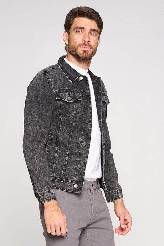 Stylish black denim jacket for men by Blue Age with front pockets and a modern fit