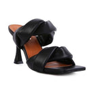 Stylish Rag Company black heeled summer sandals with twist design and comfortable cushioned sole