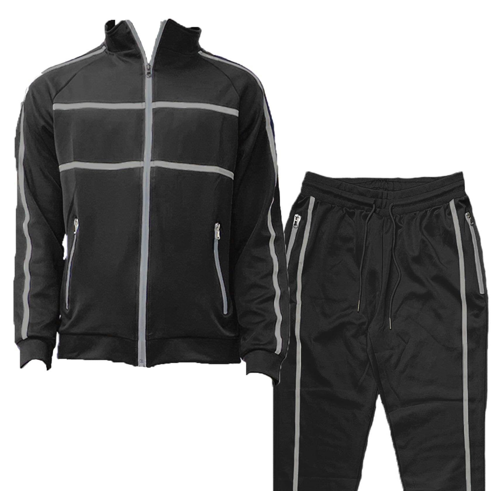 Black Jordan Tape Track Jacket Jogger Set - VacationGrabs