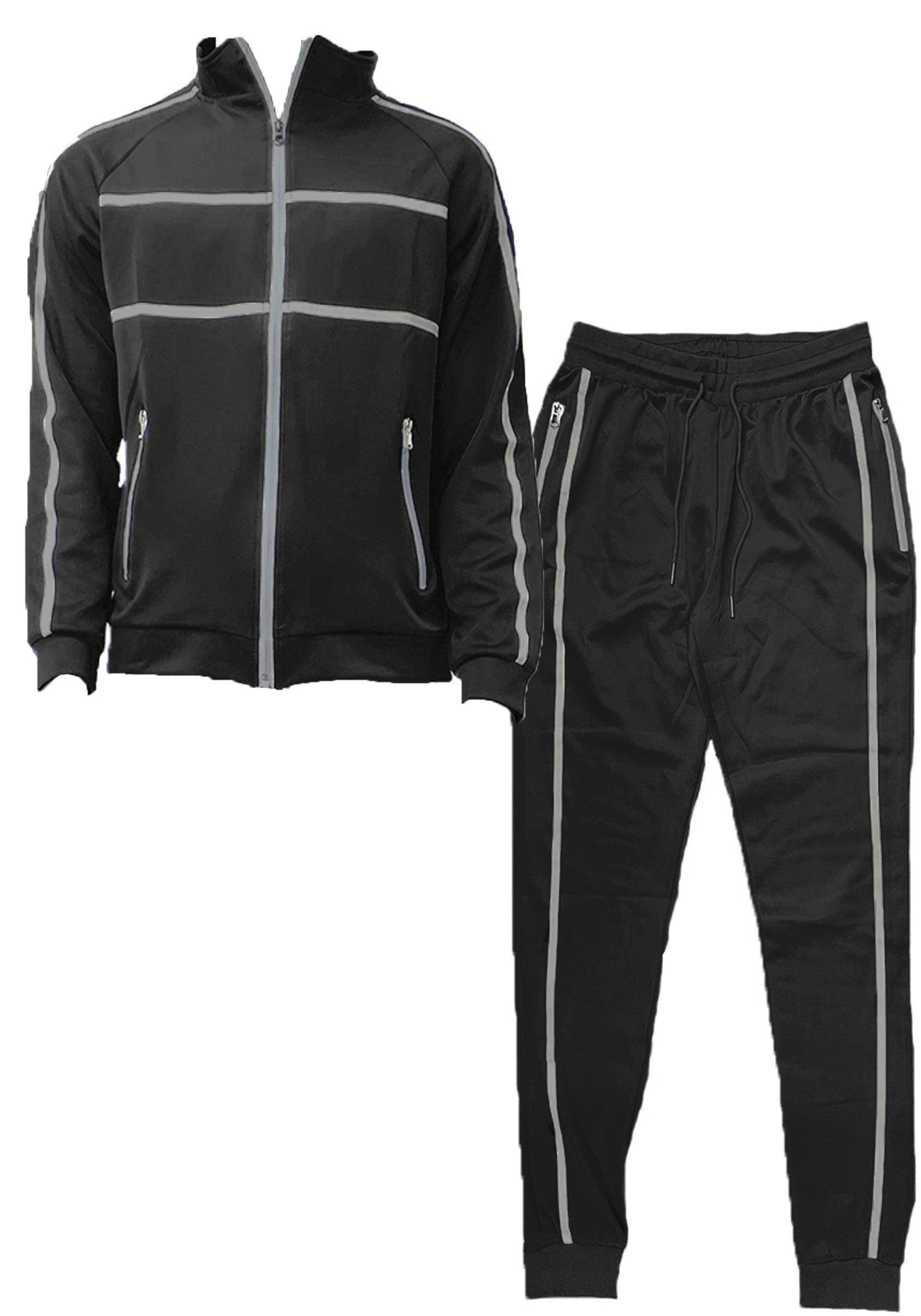 Black Jordan Tape Track Jacket Jogger Set - VacationGrabs