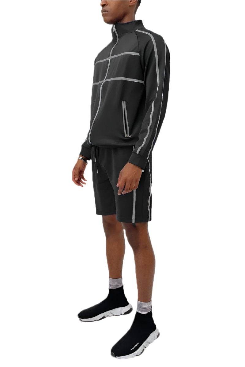 Black Jordan Track Jacket Short Set - VacationGrabs