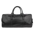 Black leather weekend bag by VacationGrabs, perfect for stylish travel and weekend trips