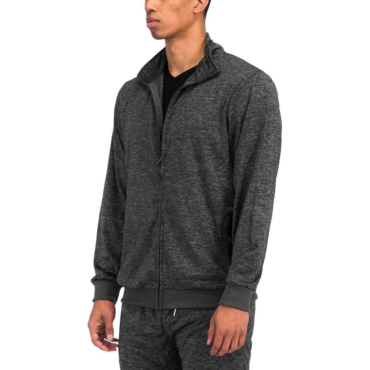Black Marbled Light Weight Active Track Jacket - VacationGrabs