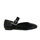 Maker's Shoes women's black flats with buckle strap resembling silver mary jane flats style