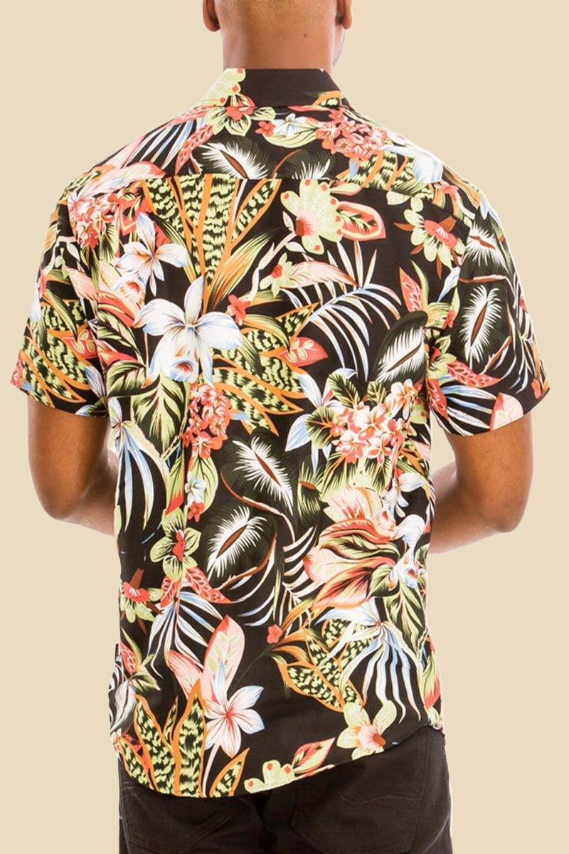 Black Multi Hawaiian Shirt Cargo Short Set - VacationGrabs