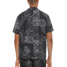 Men's black paisley button down shirt featuring a stylish paisley print for casual wear