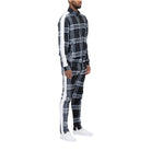Black Plaid Track Jacket and Pant Set - VacationGrabs