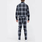 Black Plaid Track Jacket and Pant Set - VacationGrabs