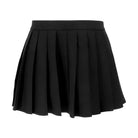 VacationGrabs black pleated mini skirt with structured waistband and wide pleats