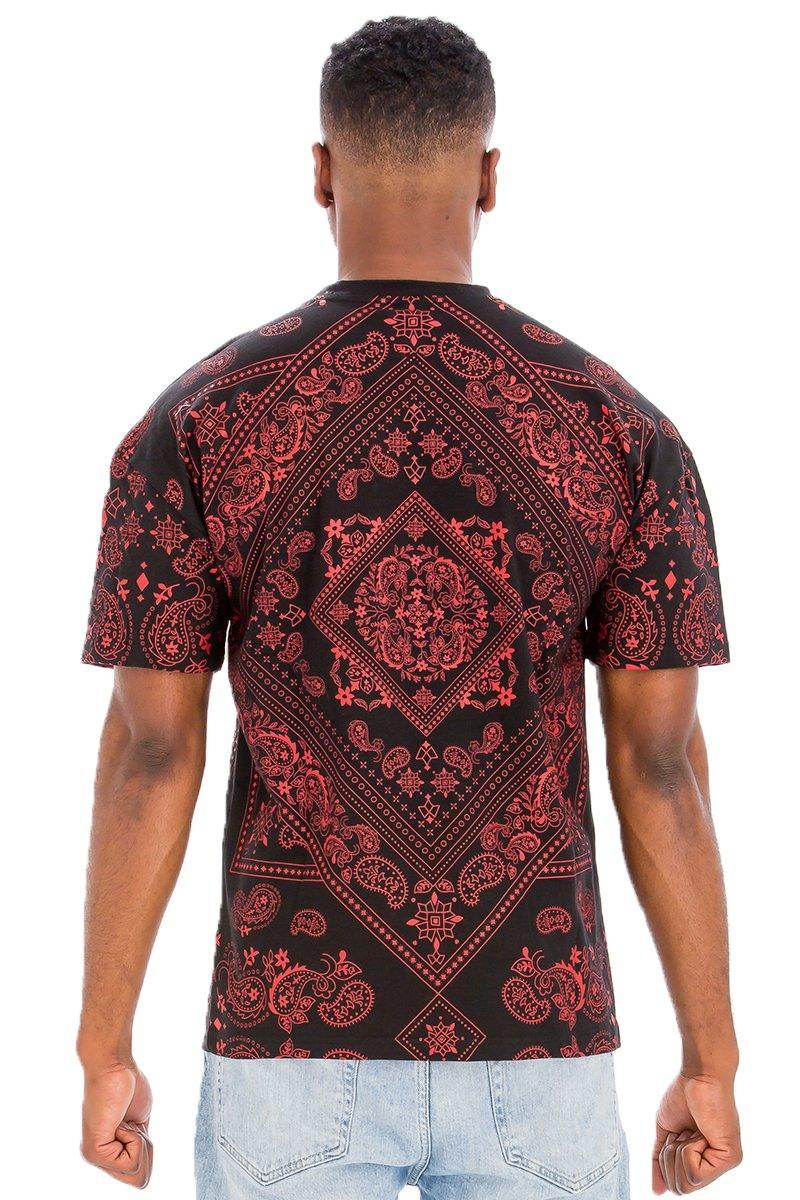 Black Red Bandana Print Tshirt - VacationGrabs