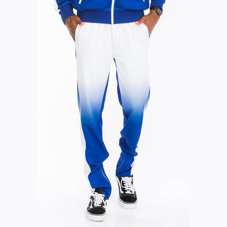 Men's White/Blue Full Zip Ombre Track Suit - VacationGrabs