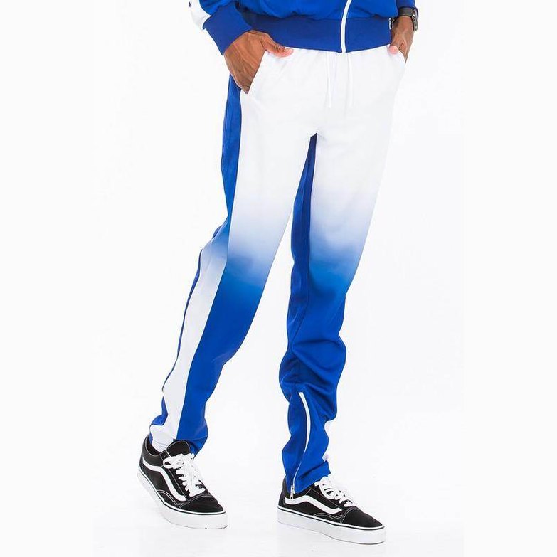 Men's White/Blue Full Zip Ombre Track Suit - VacationGrabs