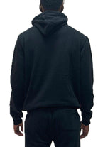 Men's black red pullover hoodie with adjustable drawstrings and soft fabric for comfort