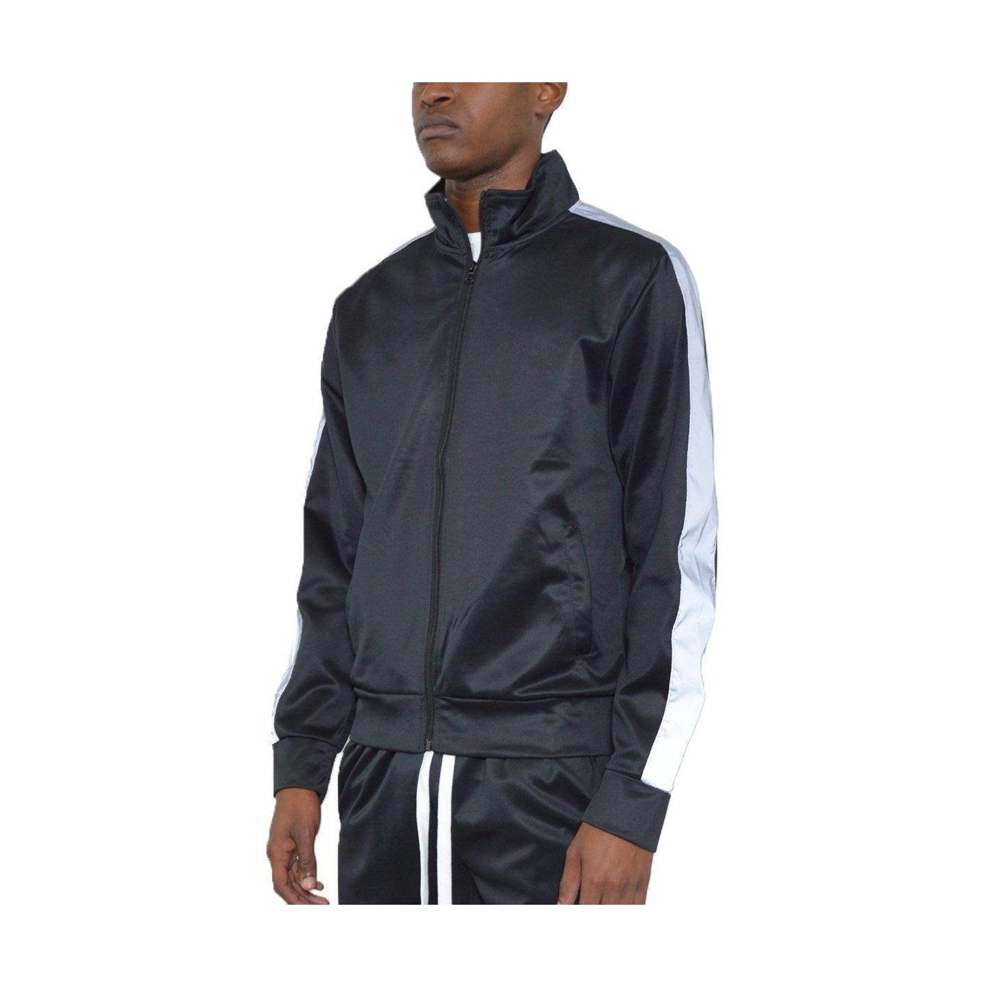 Black Single Stripe Track Jacket - VacationGrabs
