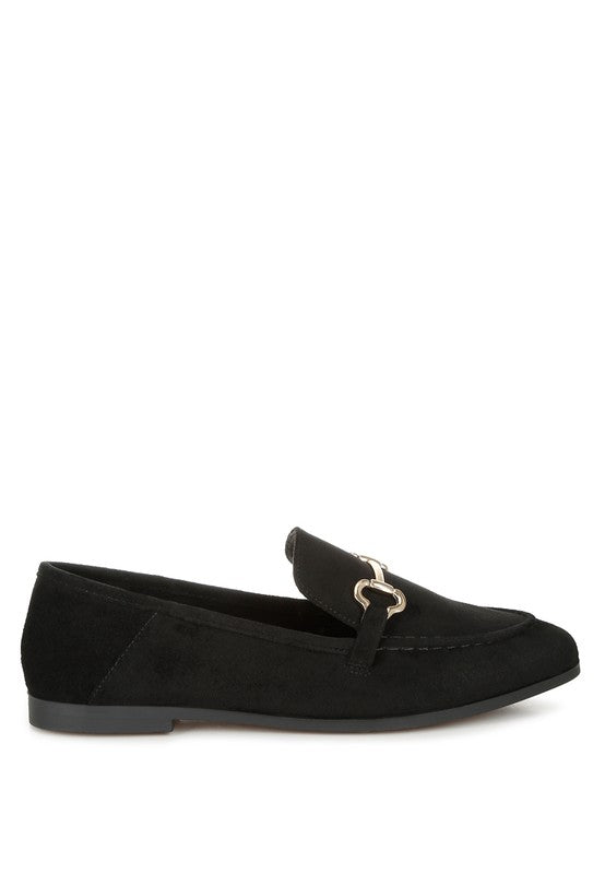 Rag Company black suede flats with gold bit detail women's beige slip on loafers style