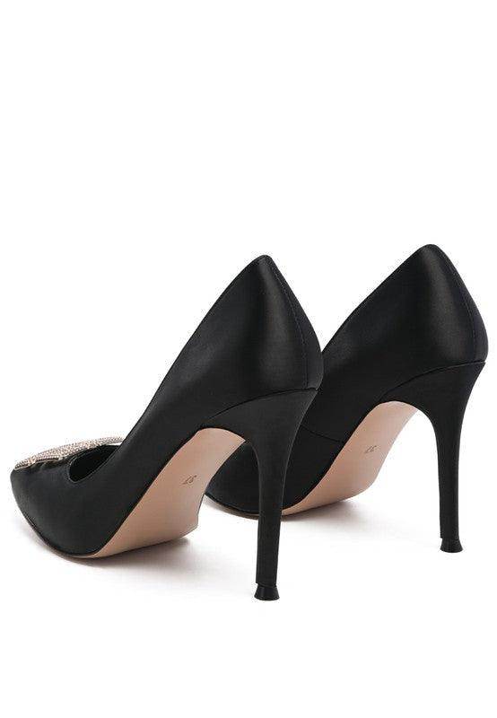 Elegant black stiletto shoes from Rag Company with a stylish open toe design and high heel