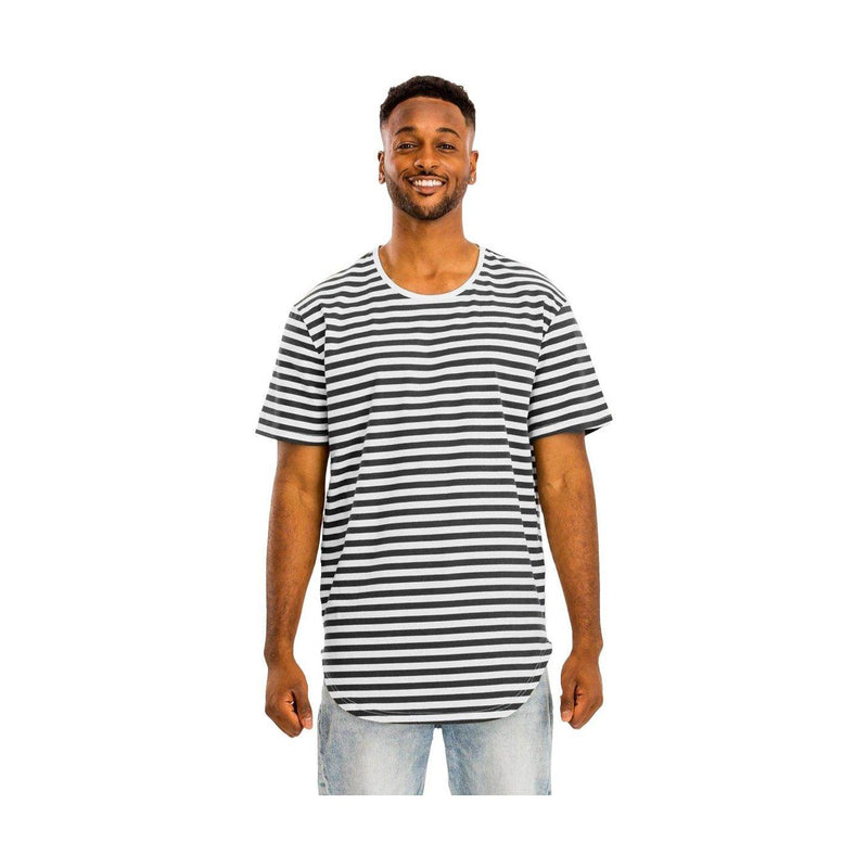 Black Striped Round Neck Tshirt - VacationGrabs