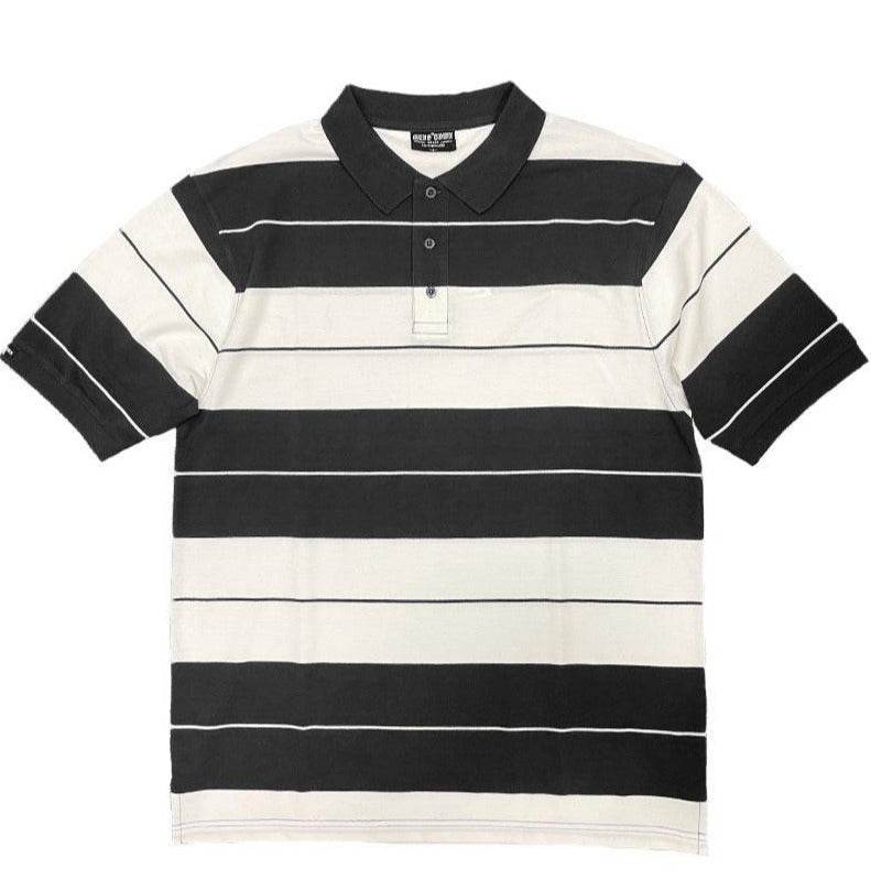 Black/White Old School Pique Polo Shirt - VacationGrabs